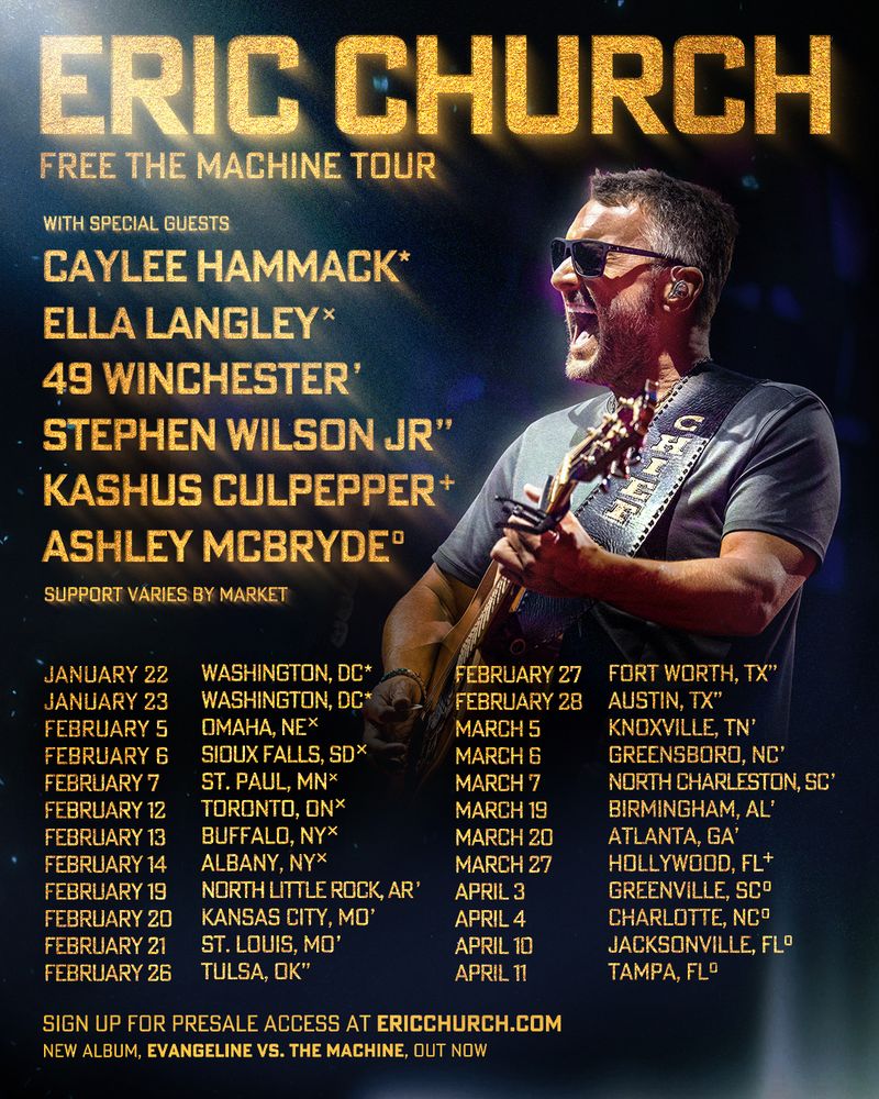 Eric Church Expands ‘Free the Machine Tour’ w/ 24 New Dates in 2026 – Country’s Chatter